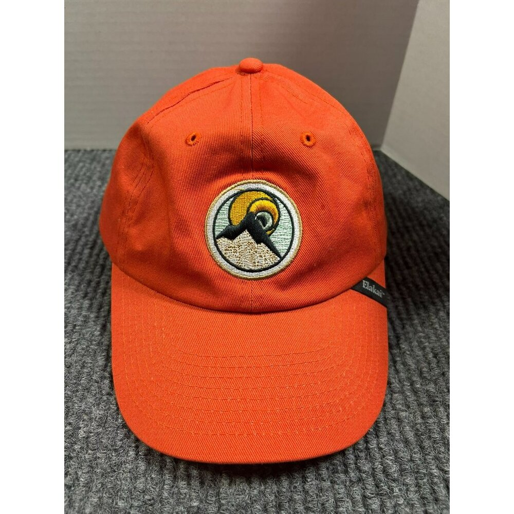 Elakai Orange Baseball Cap With Mountain Patch Adjustable Strapback